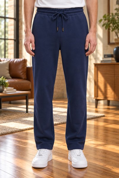 AJ X GF Men's Jogger Sweatpants, Navy Blue, relaxed fit, for Everyday and Spo...