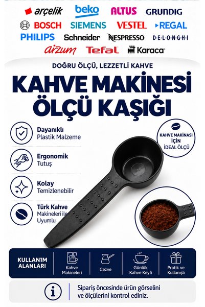 ÖZ BEYAZ EŞYA Kork-maz Türk Kahve Makinesi Kahve Ölçü Kaşığı Plastik Ölçü Aparatı