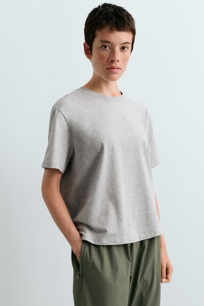 Oysho Pamuk karışımlı kısa kollu boxy t-shirt