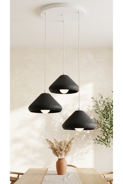 the mr east Mantar Başlıklı 3'lü Sarkıt Avize 24 x 24 Modern Tasarım Salon ve...