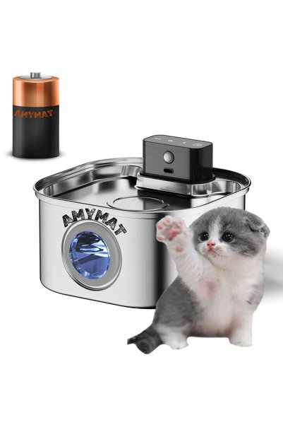 AMYMAT Fantana de apa automata 3,2 L pentru pisici si catei de talie mica si ...