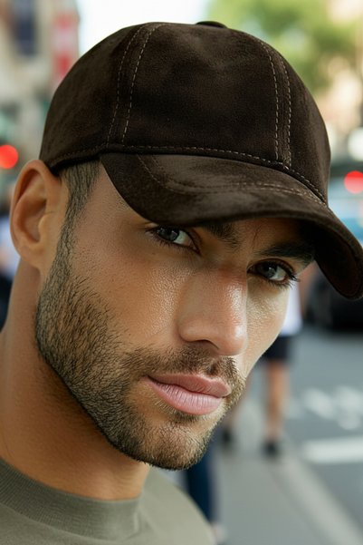 LAGRANZE Genuine Leather Nubuck Men's Hat