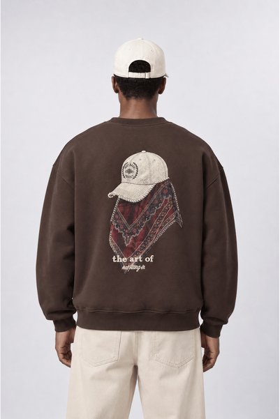 Respire Erkek The Art Of Patch Detaylı Oversize Sweatshirt Kahve