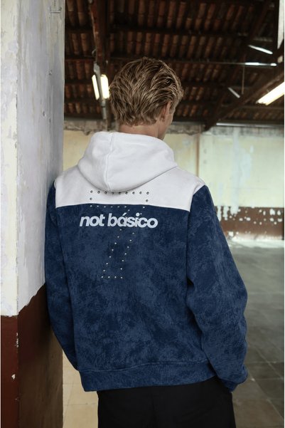 Respire Erkek Not Básico Baskılı Yıkamalı Oversize Hoodie Lacivert