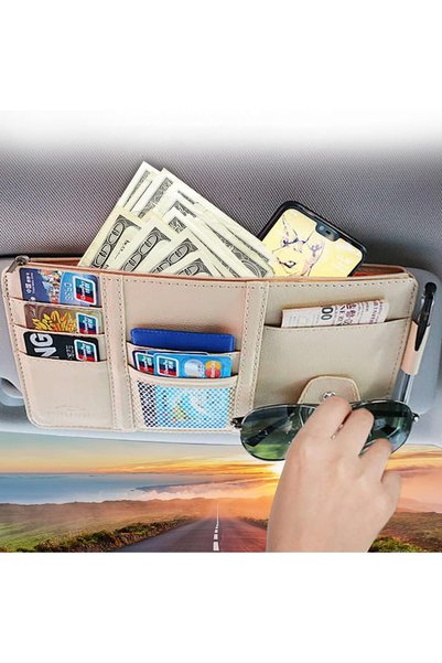 Generic Car Sun Visor Organizer, Universal Auto Interior Accessories, PU Leat...