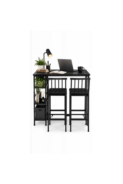 Time Trade MASA DE BAR NEAGRĂ CU 2 SCAUNE – SET COMPACT PENTRU BUCĂTĂRIE