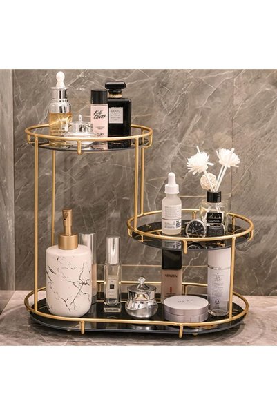 Generic Metal Makeup Organizer for Vanity,Gold Perfume Organizer for Dresser-...