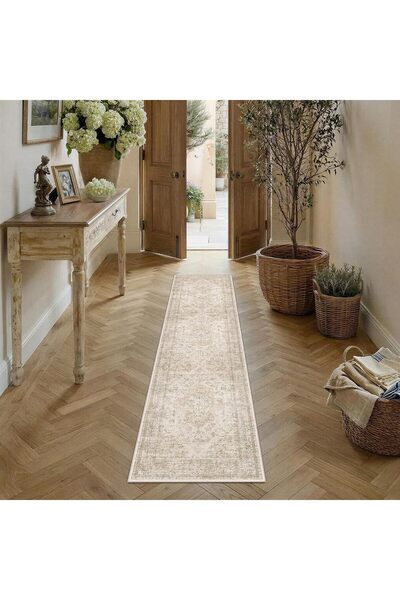 Generic Vintage Hallway Runner Rug 60x240cm Retro Washable Non Slip Rugs Beig...