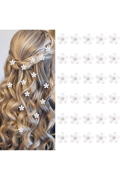 Generic 20 PCS Flower Hair Clips,Pearl Rhinestone Bridal Barrettes