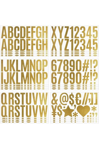 Generic Golden Letter Sticker, Premium 6-Sheet Metallic Letter Sticker Set, P...
