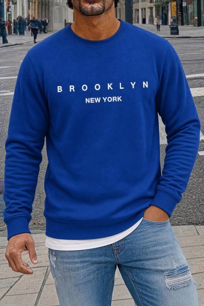 Oksit Bs New York Brooklyn Printed Two-Ply Cotton Men's Kangaroo Pocket Hoode...