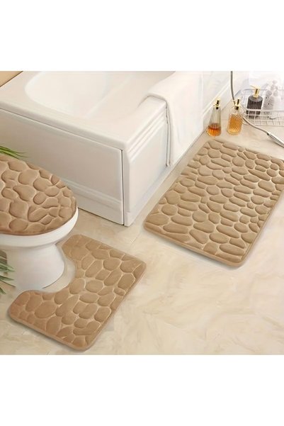 Generic 3 Piece Bathroom Rugs Sets, U-shaped Cobblestone Memory Foam Bathroom...