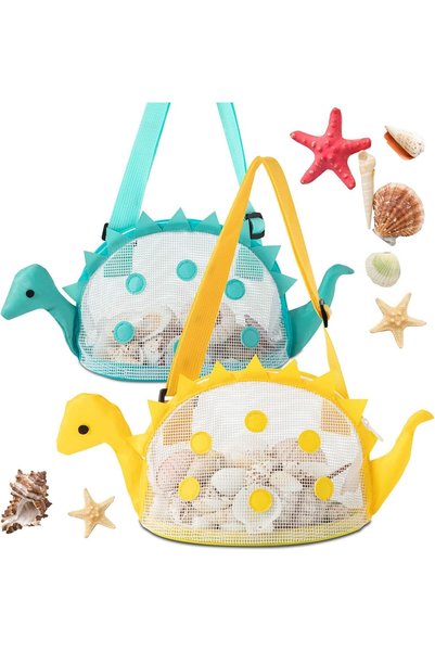 Generic Beach Mesh Bag for Kids, Dinosaur Shaped Shell Collecting Bag with Ad...