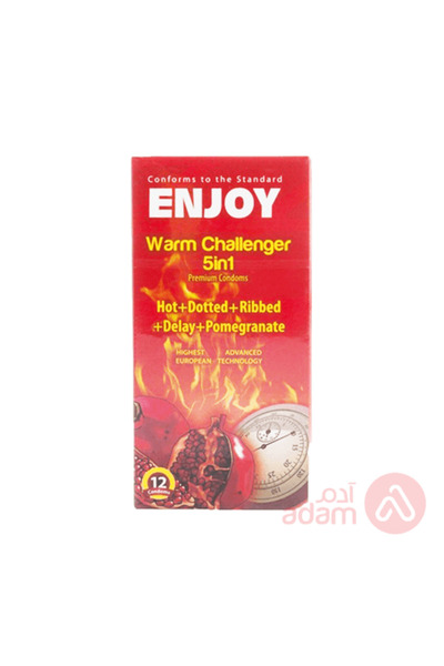 Enjoy 5-in-1 Hot, Dotted, Ribbed, and Delay Condoms with Pomegranate Flavor, ...