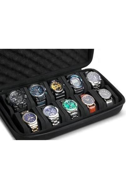Generic 10 slot Watch storage box, hard watch travel case bag with soft pillo...