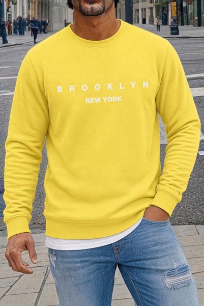 Oksit Bs New York Brooklyn Printed Two-Ply Cotton Men's Kangaroo Pocket Hoode...
