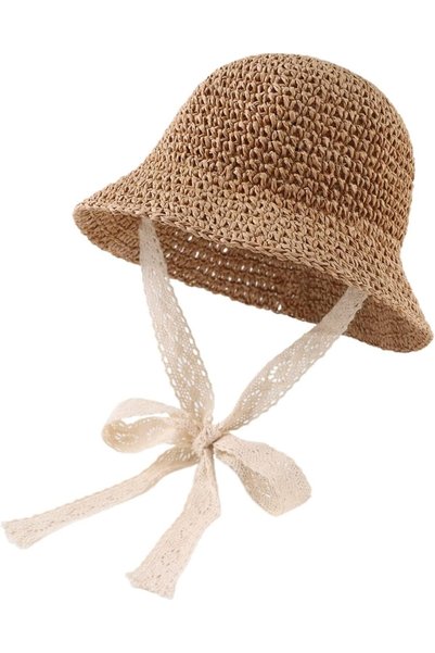 Generic Toddler Baby Straw Hat Outdoor Baby Sun Protection Hats Summer Bowkno...