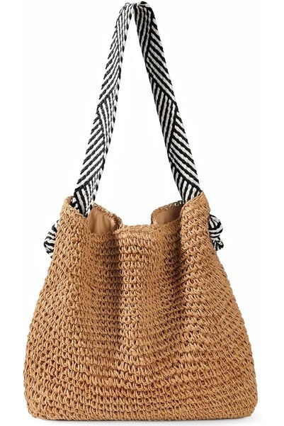 Generic Straw Beach Bag for Women, Woven Summer Shoulder Tote with Adjustable...