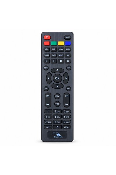 BURAQ Black Satellite Receiver Remote Control with IPTV and YouTube Buttons