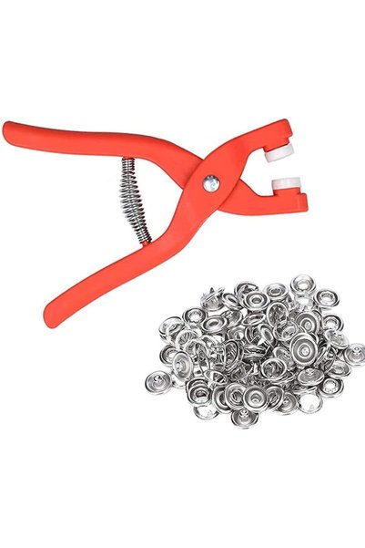 Generic 100 Sets Snap Button Set, Silver, 9.5 mm, Metal Snap Buttons, Rings w...