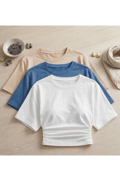 Jonny kids Colorful Long-Sleeve Crew Neck T-Shirt Set, 3-Pack, Beige, Blue, W...