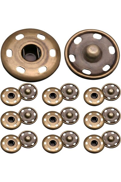 Generic 10 Pairs Antique Brass Sew On Snap Fasteners, 25mm Large Rustproof Me...