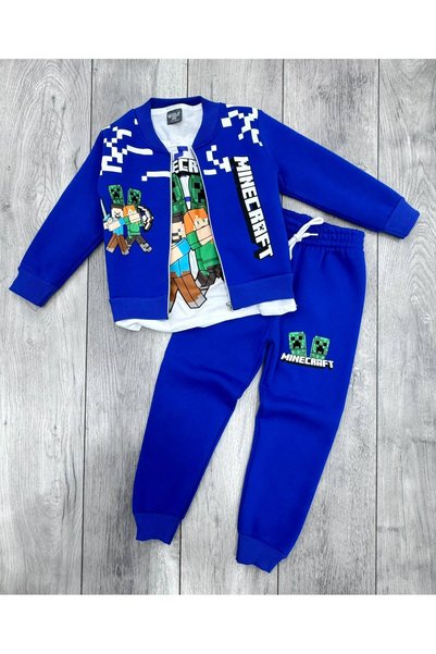 öykümgaleria Boy's 3 Threaded Knitted Cardigan Top and Bottom Set