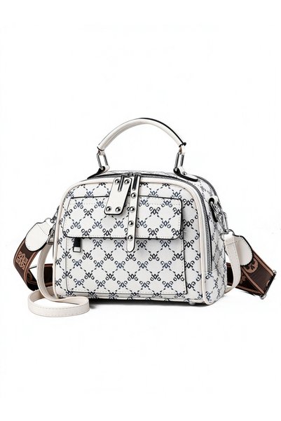 Take Two By Styli White Printed Shoulder Bag with Zip