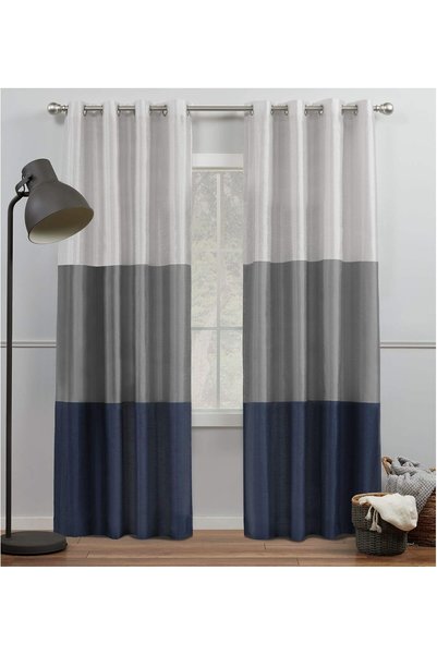 Generic Curtains Chateau Striped Faux Silk Grommet Top Panel Pair, 54"x108", ...