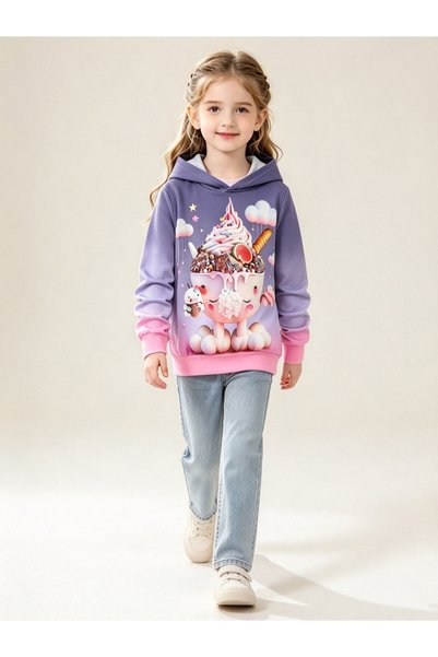 Take Two By Styli Girls Ombre Graphic Print Hoodie