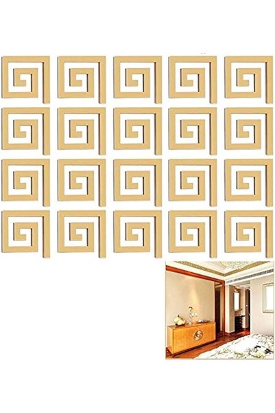 Generic Acrylic Mirror Wall Stickers DIY Geometric Greek Key Pattern Decals f...
