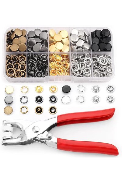 Generic Metal Snaps Button Kit, 100 Sets Fabric Fasteners with Installation P...