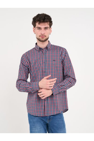 Lee Cooper - Cămașă pentru bărbați cu mânecă lungă și carouri