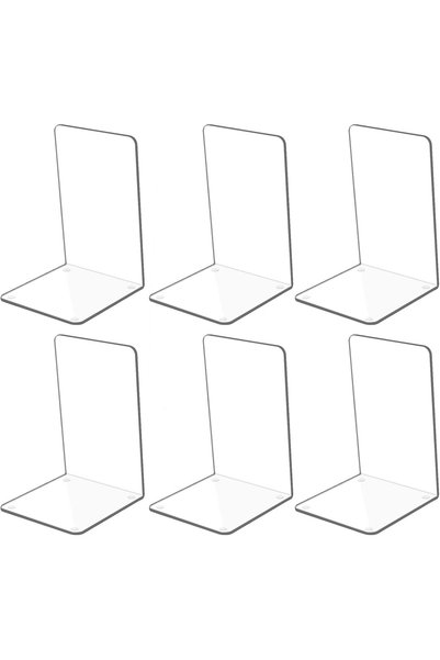 Generic 3 Pairs Clear Acrylic Bookends for Shelves, Transparent Bookends, Hea...