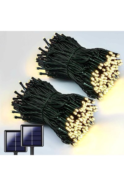 Generic 2 Pack 200 LEDs 200M Warm Light Solar String Lights for Indoor Outdoo...