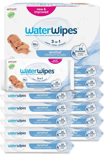 Generic Sensitive+ Newborn & Baby Wipes, 99.9% Water, Unscented, 12 Pack