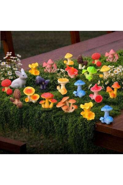 TERRIFI Mini Resin Mushroom Figurines for Miniature Fairy Gardens and Terrari...