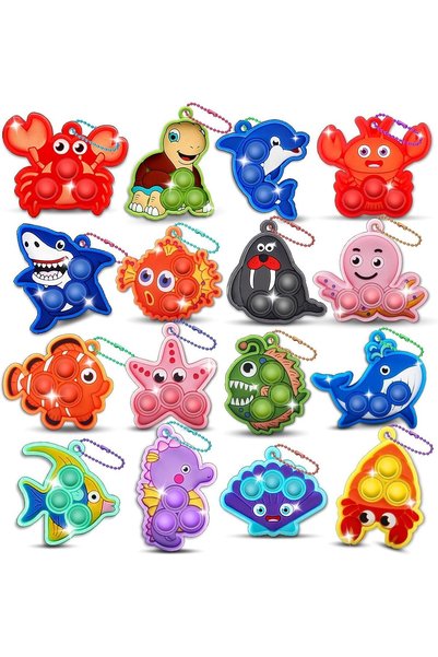 Generic Sea Animal Pop Keychain Fidget Toys, 16 Different Ocean Animal Mini P...