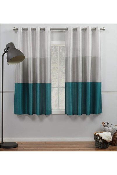 Generic Curtains Chateau Striped Faux Silk Grommet Top Curtain Panel Pair, 54...