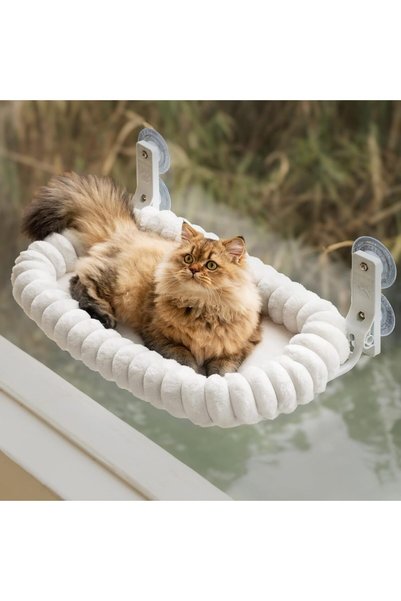 LinJie Cat Hammock Bed,Cat Window Perch,Foldable with 4 Strong Suction Cups a...