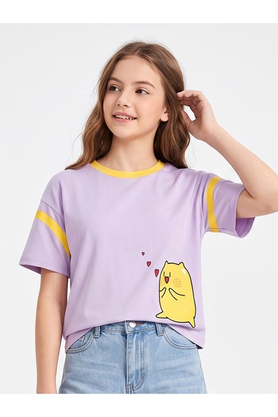 Take Two By Styli Girls Graphic Print Cotton Round Neck T-Shirt