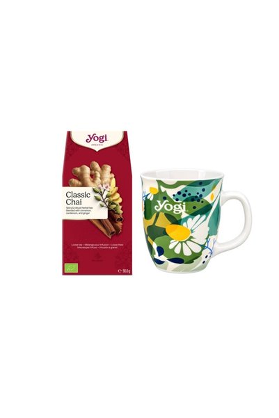 Yogi Tea Pachet Ceai bio Classic Chai 90g si Cana de portelan pentru ceai 0,4l