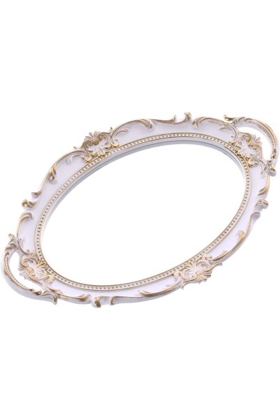 Generic Decorative Tray - White and Gold Mirror Tray for Bathroom Vanity, Des...