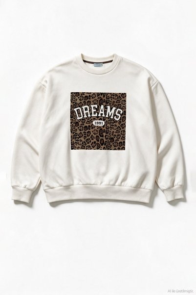 Quzu Women's Sweatshirt SWT03084 Ecru
