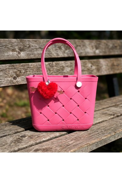Take Two By Styli Dark Pink Textured Tote Bag