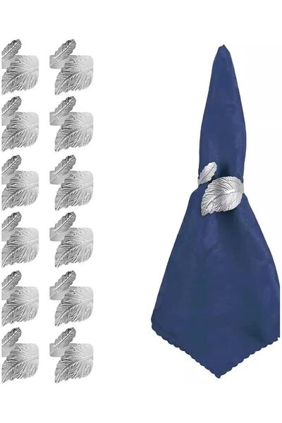 Generic 12 قطعة من حلقات مناديل على شكل أوراق فضية، حلقات مناديل معدنية لتزيي...