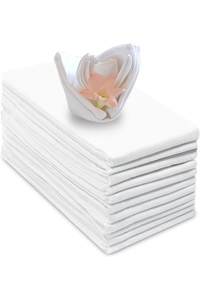 Generic White Cloth Napkins Washable Polyester Fabric Dinner Table Napkins Se...