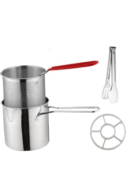 ALMEKAQUZ 304 Stainless Steel Deep Fryer Pot with Basket, Stove Top Deep Frye...