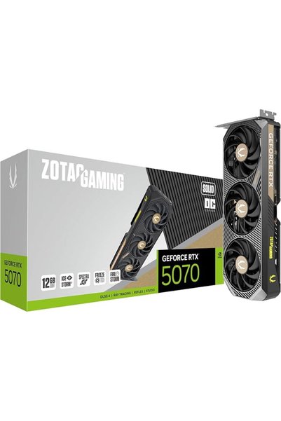 Zotac بطاقة رسومات للألعاب GeForce RTX 5070 Solid OC DLSS 4 بذاكرة GDDR7 سعة ...