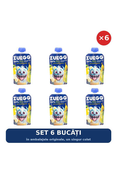 Zuegg Set 6 x Piure de fructe la pliculeț Zuegg, pară-măr-banană, 90 g